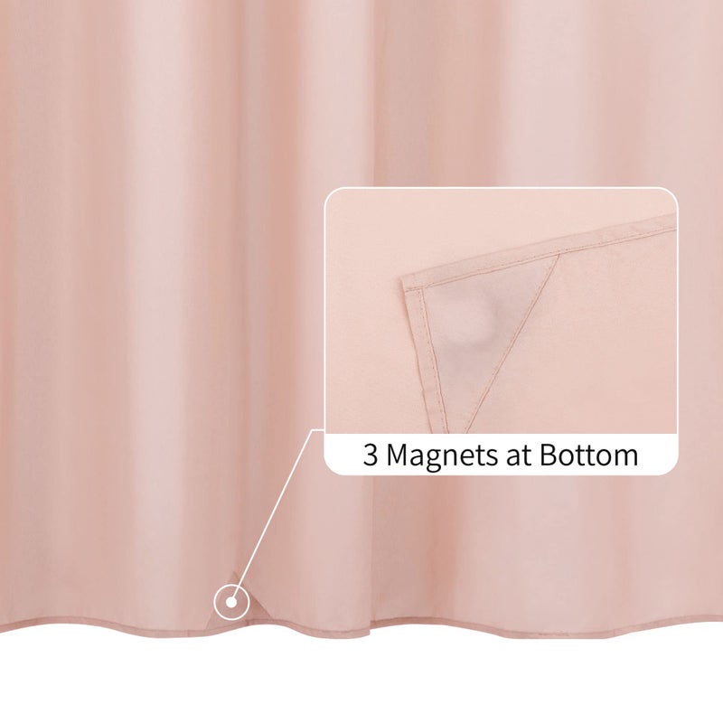 ALYVIA SPRING Pink Shower Curtain Liner Fabric with 3 Magnets - Waterproof Soft Hotel Quality Cloth Shower Curtain for Bathroom, Light-Weight & Machine Washable - Standard Size 72x72, Blush Pink - Image 2