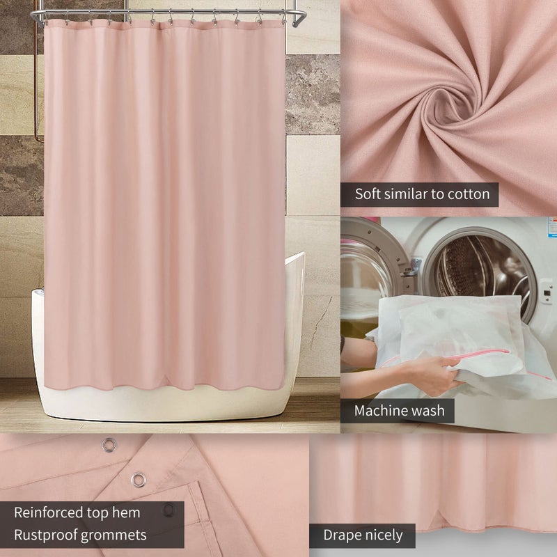 ALYVIA SPRING Pink Shower Curtain Liner Fabric with 3 Magnets - Waterproof Soft Hotel Quality Cloth Shower Curtain for Bathroom, Light-Weight & Machine Washable - Standard Size 72x72, Blush Pink - Image 3
