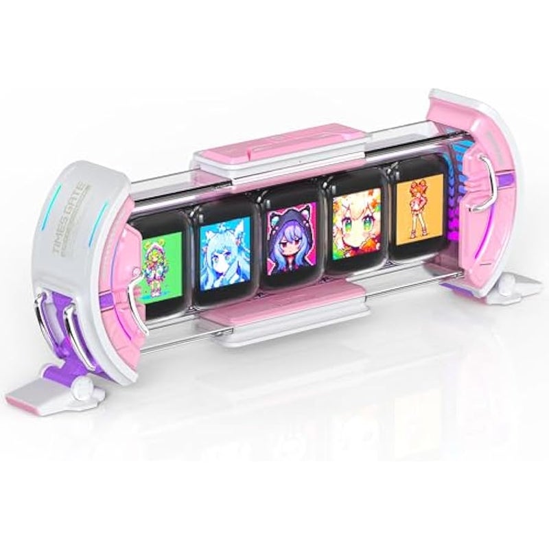 Divoom Times Gate - Cute Gaming Digital Clock with Smart App-Controlled, Support Weather Forecast, Stock Market/Exchange Rate, Social Media, Pixel Art Display for Gamers & Home Office Decor (Pink) - Image 1