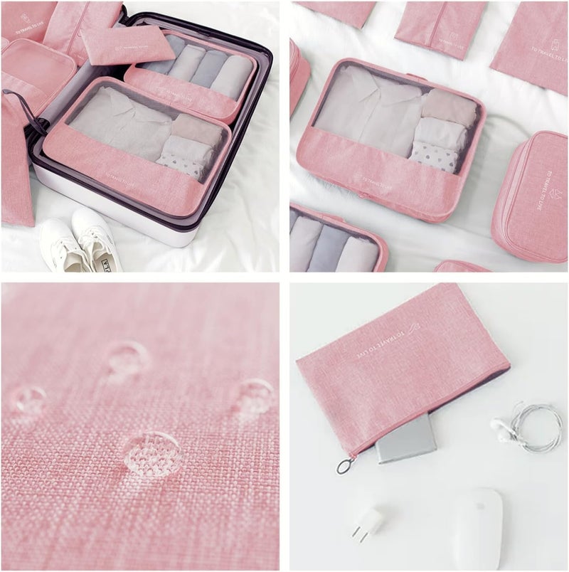 TOCINGO 7 pc / 6 pc Travel Oraganizer Packing cubes kit, Sapace Saver Multi use Bag for Men and Women, Clothes packing cubes for travel, Cupboard Oraganizer cubes (7 pc-PINK OXFORD) - Image 5