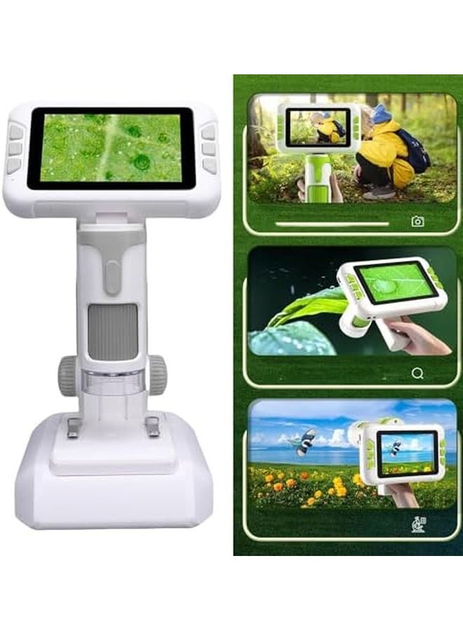 Gray Portable Digital Microscope 4 Inch 1080P HD 1600X Magnification with LED Light for Kids Education Outdoor Exploration - Image 5