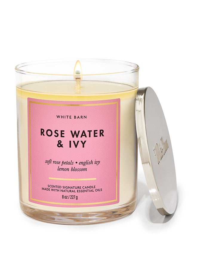 Bath & Body Works Rose Water And Ivy Signature Single Wick Candle 