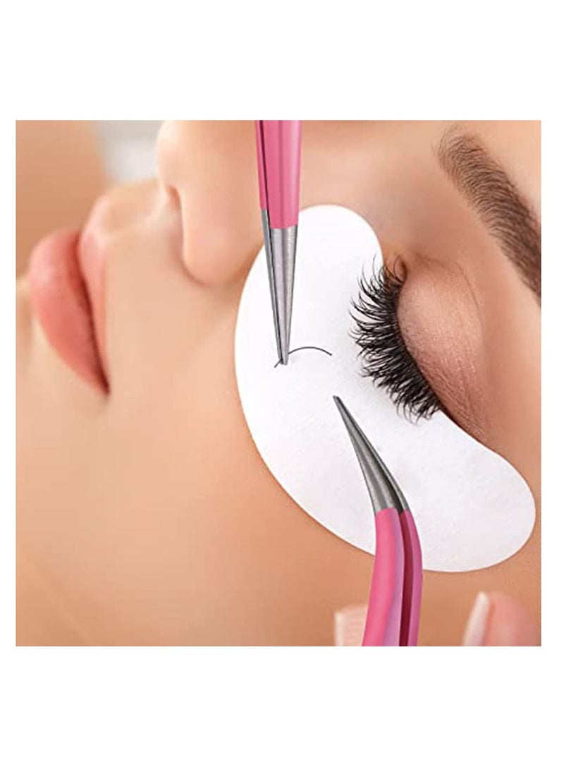 Y&D Eyelash Tweezers Nipper, KASTWAVE 2 Pieces Straight and Curved Tip Nipper for Extensions, Stainless Steel False Lash Application Tools (Pink) - Image 2