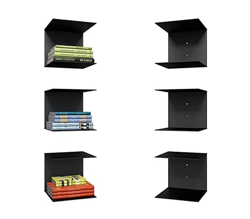 LEVON Book Shelf Wall Mounted Heavy Duty Metal Invisible Book Black 3Piece Per Pack (Made in India) with Screws - Image 1