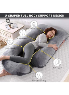 Yoawllty Full Body Pregnancy Pillow, G-shaped Maternity Pillow Maternity Support with Replaceable and Washable Velvet Cover (Grey)  - Image 3