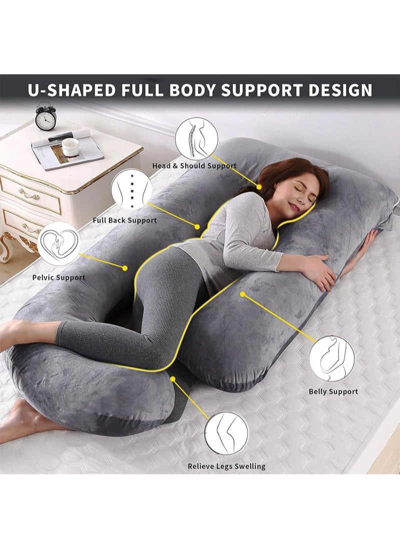 Yoawllty Full Body Pregnancy Pillow, G-shaped Maternity Pillow Maternity Support with Replaceable and Washable Velvet Cover (Grey)  - Image 3