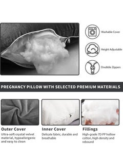 Yoawllty Full Body Pregnancy Pillow, G-shaped Maternity Pillow Maternity Support with Replaceable and Washable Velvet Cover (Grey)  - Image 4