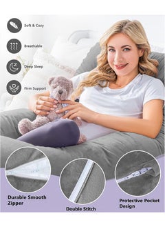 Yoawllty Full Body Pregnancy Pillow, G-shaped Maternity Pillow Maternity Support with Replaceable and Washable Velvet Cover (Grey)  - Image 5