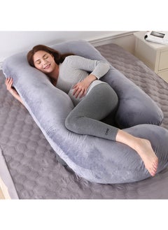 Yoawllty Full Body Pregnancy Pillow, G-shaped Maternity Pillow Maternity Support with Replaceable and Washable Velvet Cover (Grey)  - Image 1