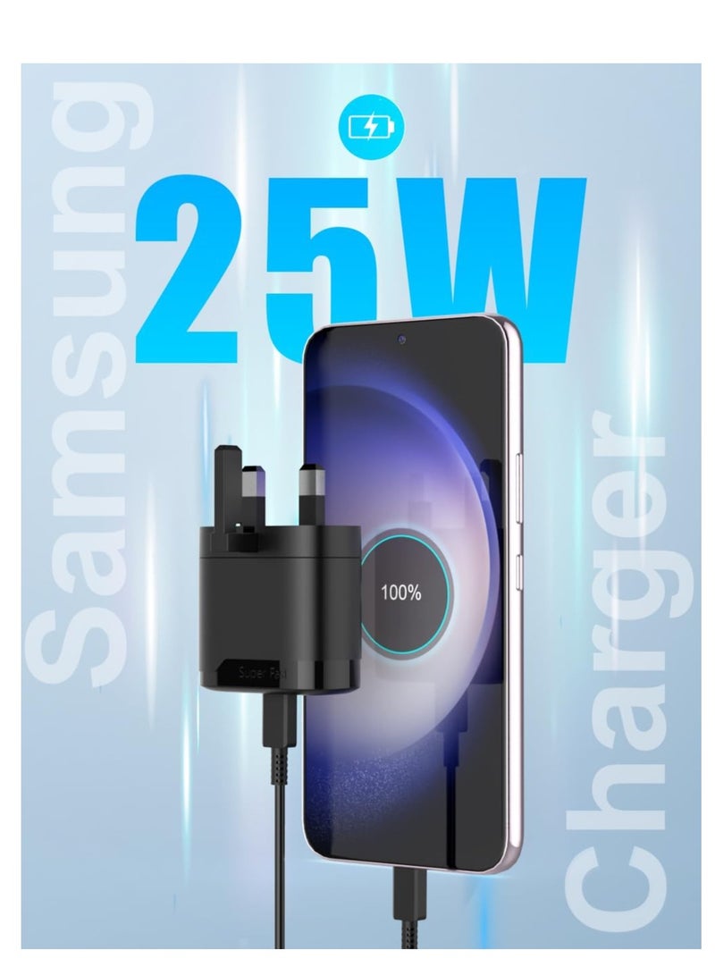 ELTRAZONE Fast Charger for Samsung Galaxy S24 S23 Ultra S23+ S23 S22 Ultra S22+ S22 S21 Ultra S21+ S21 A54 A53 A52 A32 25W USB C Plug with 1.5M Type C Cable Adaptive Fast Charging, Folding Plug - Image 2