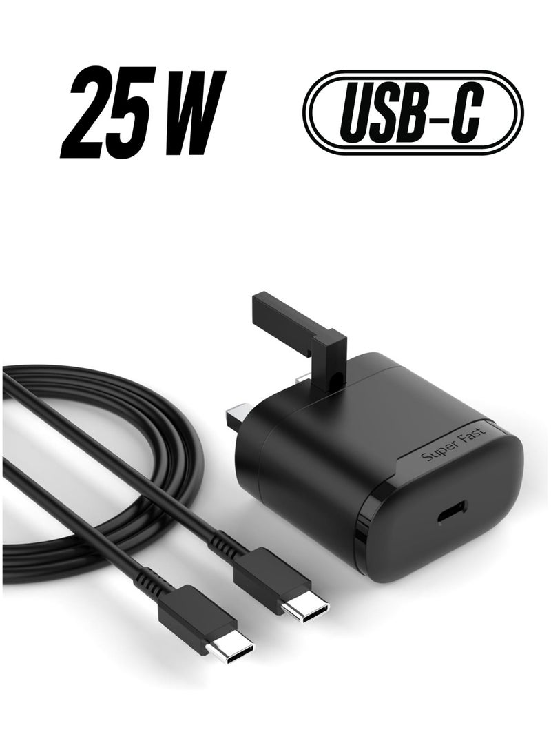 ELTRAZONE Fast Charger for Samsung Galaxy S24 S23 Ultra S23+ S23 S22 Ultra S22+ S22 S21 Ultra S21+ S21 A54 A53 A52 A32 25W USB C Plug with 1.5M Type C Cable Adaptive Fast Charging, Folding Plug - Image 1
