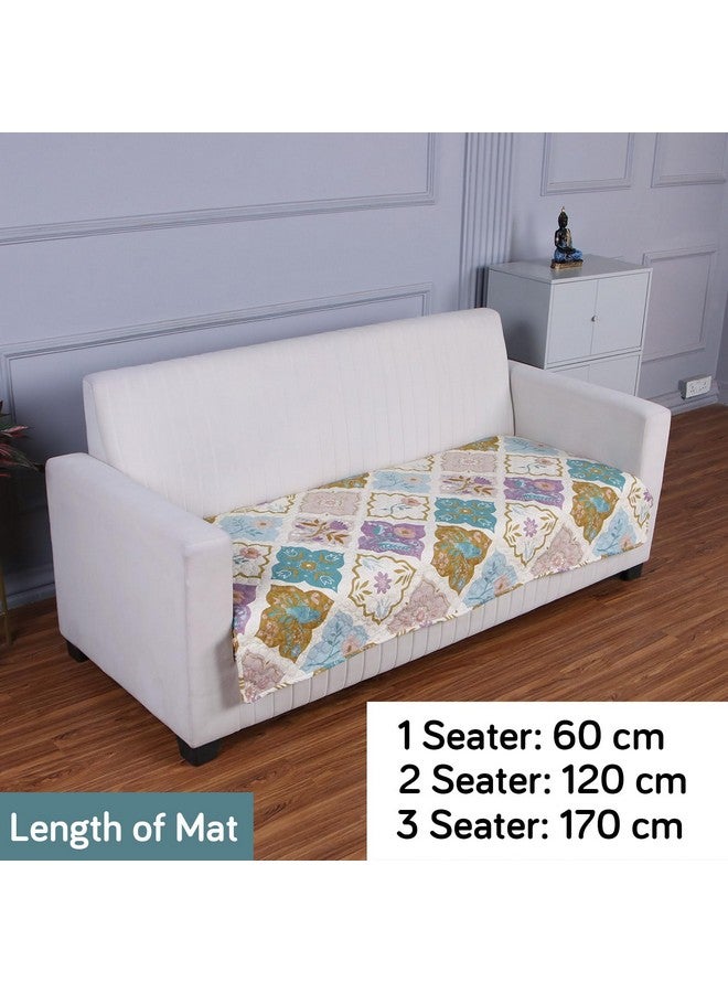 HOKIPO Printed Quilted Sofa Cover Mat for 2 Seater Sofa, Quatrefoil Multicolor (IN-792-D5) - Image 3