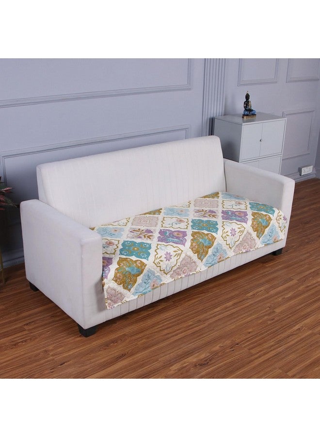 HOKIPO Printed Quilted Sofa Cover Mat for 2 Seater Sofa, Quatrefoil Multicolor (IN-792-D5) - Image 1