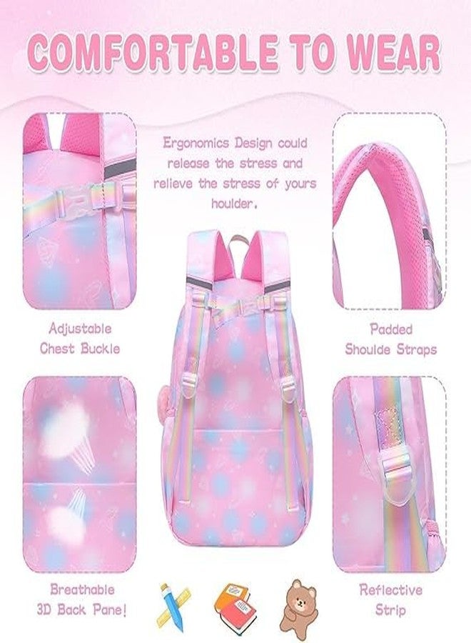 BuyLift Girls Backpack - Cute Cartoon School Bag for Kids, Water-Resistant Backpack for Middle School Students, Lightweight Travel & Book Bag (Pink, 7-12 Years) - Image 2