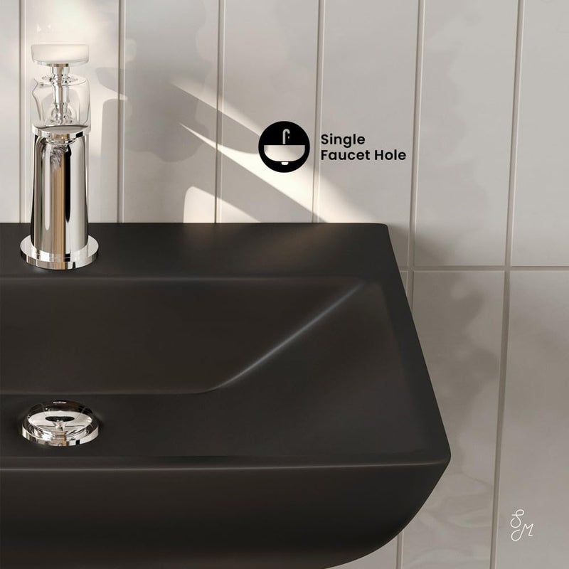 Swiss Madison Sublime 18" Ceramic Wall Hung Sink in Matte Black - Image 4