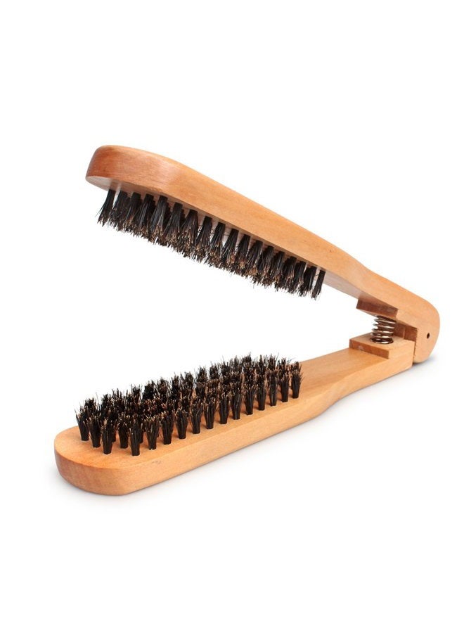 Amariver DIY Salon Hairdressing Hair Straightener Wooden Anti-static Dual-Brush Comb - Image 1