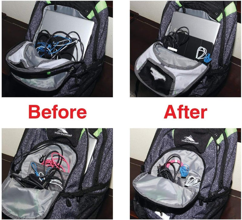 شواي ربطات كابلات قابلة لإعادة الاستخدام، 50 قطعة، لون أسود، قماش، خطاف وحلقة، مثالية لتنظيم الأسلاك وإدارة الأسلاك - Image 2