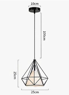 SP SUPER POWER 1-Light Industrial Pendant Light Fixture Modern Black Farmhouse Hanging Lamp Adjustable Height Diamond Shape Ceiling Light for Kitchen Island Dining Room Living Room Bedroom  - Image 2