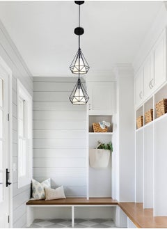 SP SUPER POWER 1-Light Industrial Pendant Light Fixture Modern Black Farmhouse Hanging Lamp Adjustable Height Diamond Shape Ceiling Light for Kitchen Island Dining Room Living Room Bedroom  - Image 3