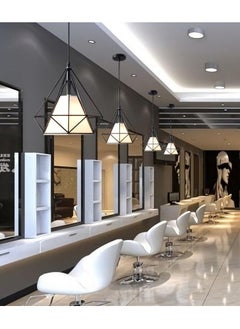 SP SUPER POWER 1-Light Industrial Pendant Light Fixture Modern Black Farmhouse Hanging Lamp Adjustable Height Diamond Shape Ceiling Light for Kitchen Island Dining Room Living Room Bedroom  - Image 4