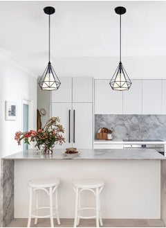 SP SUPER POWER 1-Light Industrial Pendant Light Fixture Modern Black Farmhouse Hanging Lamp Adjustable Height Diamond Shape Ceiling Light for Kitchen Island Dining Room Living Room Bedroom  - Image 5