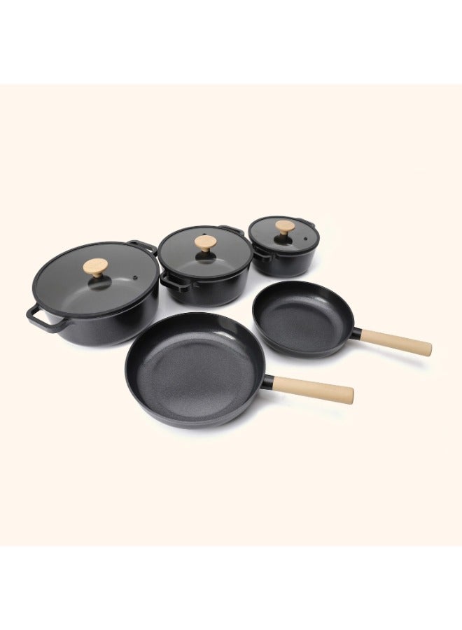 Alma Ceramic Bundle 5 Pieces (Handles included) - color Black- Non Toxic , PTFE & PFOA FREE - Image 1