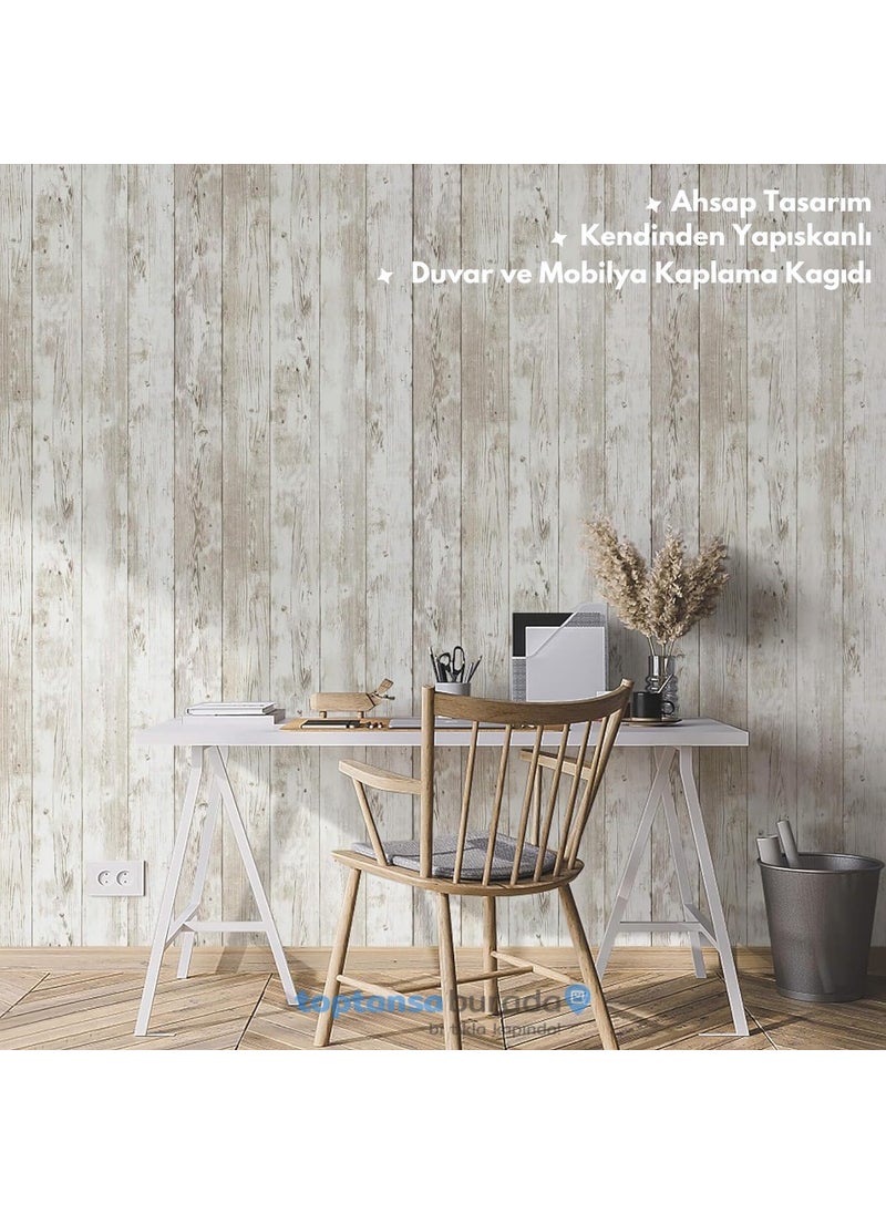 Technosmart 45CM×100CM Self Adhesive Wood Look Covering Paper Kitchen Cabinet Table Wall  - Image 2