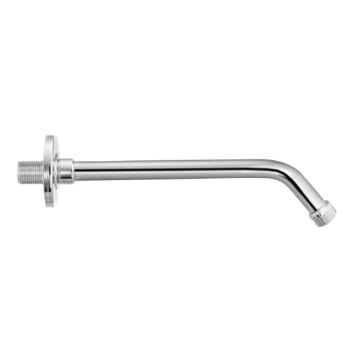 Johnson Bathrooms Johnson Tubular Shower Arm 9 inches long with wall flange | Brass + Stainless Steel Material | Anti-Corrosion Shower Holder for Overhead Showers | 2 Year Warranty (S1125C - Chrome) - Image 1
