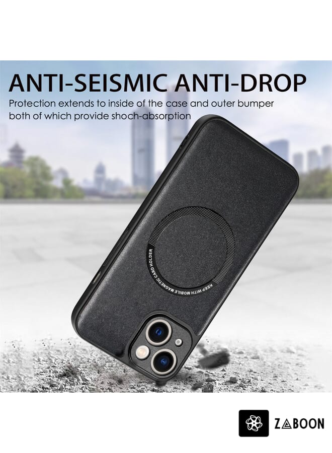 Zaboon Protective Case Cover For iPhone 14 Pro Max Solid Color Leather Skin Back Cover - Image 4