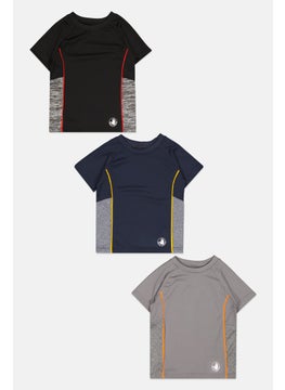 Kids Boy 3 Pcs Short Sleeve Training T-Shirts, Black
