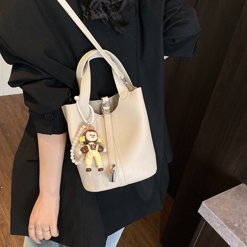 High-Looking French Satchel Vegetable Basket Bag For Women Versatile Pebbled Pattern Shoulder Bucket Bag Crossbody Bag - Image 2