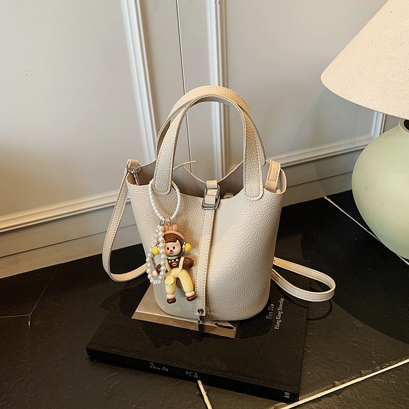 High-Looking French Satchel Vegetable Basket Bag For Women Versatile Pebbled Pattern Shoulder Bucket Bag Crossbody Bag - Image 1