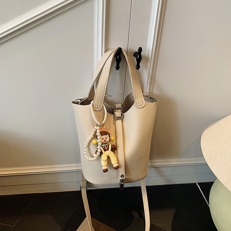 High-Looking French Satchel Vegetable Basket Bag For Women Versatile Pebbled Pattern Shoulder Bucket Bag Crossbody Bag - Image 4