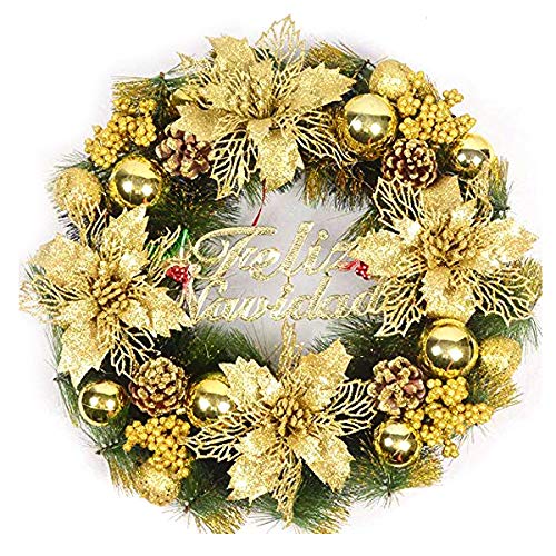 GL-Turelifes 12 Pcs 6.3Diameter Glitter Christmas Flowers Gold Poinsettia Artificial Flower Christmas Wreath Christmas Tree Flowers Tree Ornaments with 12 Pcs Green Flower Stem - Image 5