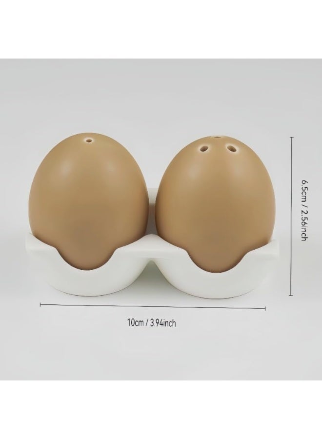 Hugifts Creative Egg-shaped Ceramic Salt & Pepper Shakers Set, Kitchen Seasoning Containers - Image 4