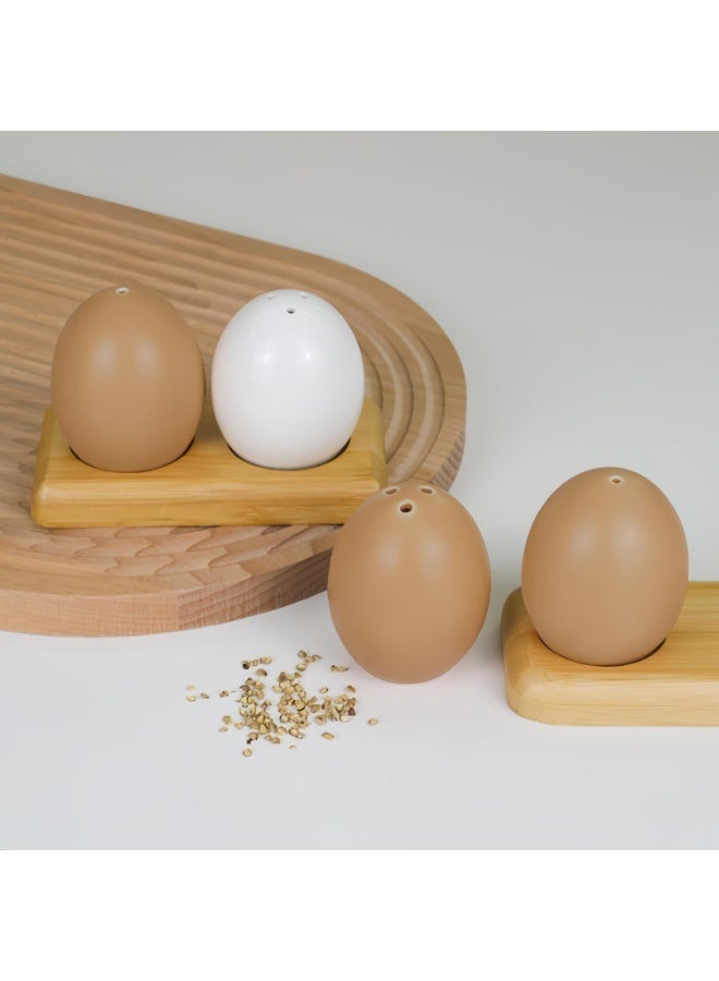 Hugifts Creative Egg-shaped Ceramic Salt & Pepper Shakers Set, Kitchen Seasoning Containers - Image 3