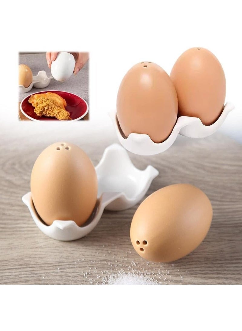 Hugifts Salt and Pepper Shakers,Novelty Egg Shaped Ceramic Set,Combined Kitchen Decor and Table Setting - Image 2
