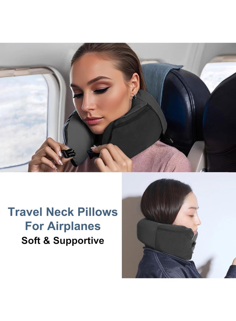 SOLARAE Neck Pillow, for Sleeping Airplane, Neck Pillow for Travel Accessories, Turtle Travel Pillow, Airplane Travel Kit, Memory Foam Neck Pillow, for Sleeping, Neck Pillow for Traveling, Black - Image 3