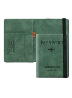 Passport Holder Cover Travel Wallet Organiser, Case with RFID Blocking, PU Leather Document for Men&Women Accessories (Green)