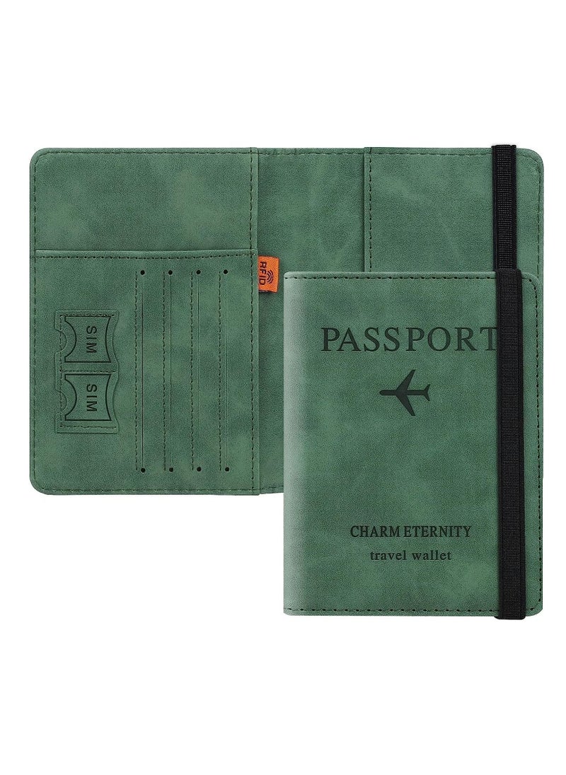 Y&D - Passport Holder Cover Travel Wallet Organiser, Case with RFID Blocking, PU Leather Document for Men&Women Accessories (Green) - Image 1