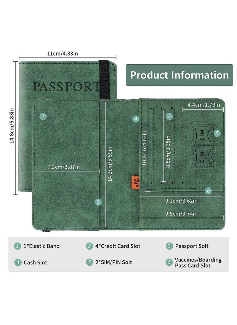 Y&D - Passport Holder Cover Travel Wallet Organiser, Case with RFID Blocking, PU Leather Document for Men&Women Accessories (Green) - Image 1