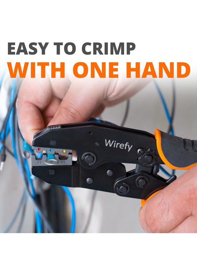 Wirefy Crimping Tool Set 8 PCS - Ratcheting Wire Crimper - Heat Shrink, Non-Insulated, Open Barrel, Flag, Ferrule Connectors - Image 5
