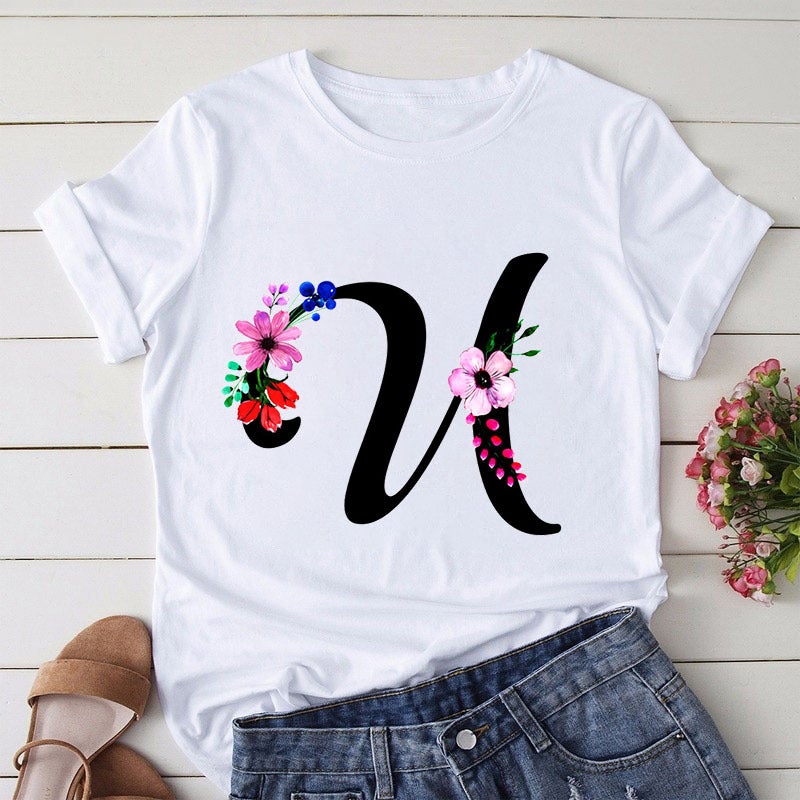 [Hair On The Day] T-Shirt Women'S Short-Sleeved Printed Butterfly Letter Large Size T-Shirt 26 English Women'S Wear - Image 1