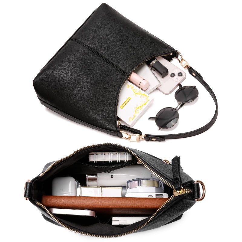 Keyli Women's Shoulder Handbag - WaterProof PU Leather Crossbody Bag, Cute Stylish Clutch Purse with Removable Straps, Top Handle Bag with Zipper - Black - Image 5