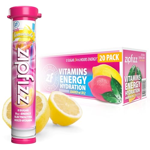 Zipfizz Daily Energy Drink Powder, Pink Lemonade, 20 Pack | 3-in-1 Sustained Energy, Rapid Hydration, and Essential Vitamins | Sugar-Free | Electrolyte Powder | Contains Vitamin B-12 & Antioxidants - Image 1