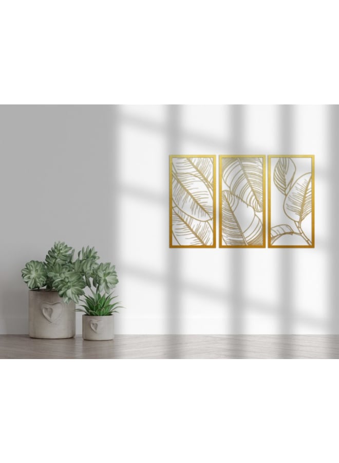 Home Gallery Set of 3 Ficus Leaf Wood Panels Wood Wall Art - Image 2