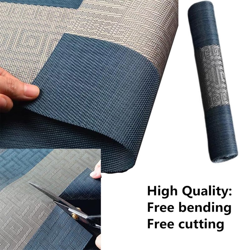 Misuhom Placemats with Table Runner Set Place Mats  Woven Crossweave Placemat Vinyl Kitchen Tablemat  Washable PVC Table Mats for Dining Table  Parties  Farmhouse  Thanksgiving  Christmas & Gathering (Blue C) - Image 3