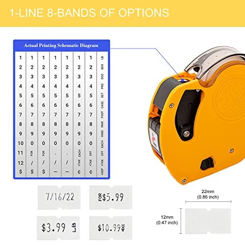 Motex MX-5500 New Version 1 Line 8 Digits Price Tag Gun – Pre-Loaded 1,000 White Sticker Labels and Pre-Loaded Inker with 1 Ink Refill - for Grocery Store, Retail Shop, Garage Sale (Yellow) - Image 2