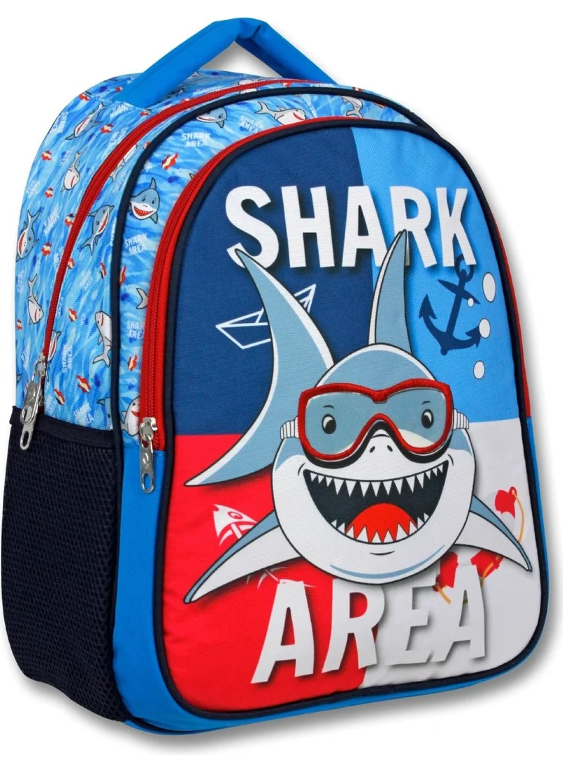 Ümit Çanta Cennec Navy Blue Shark Primary School Backpack and Lunch Box Set - Boy