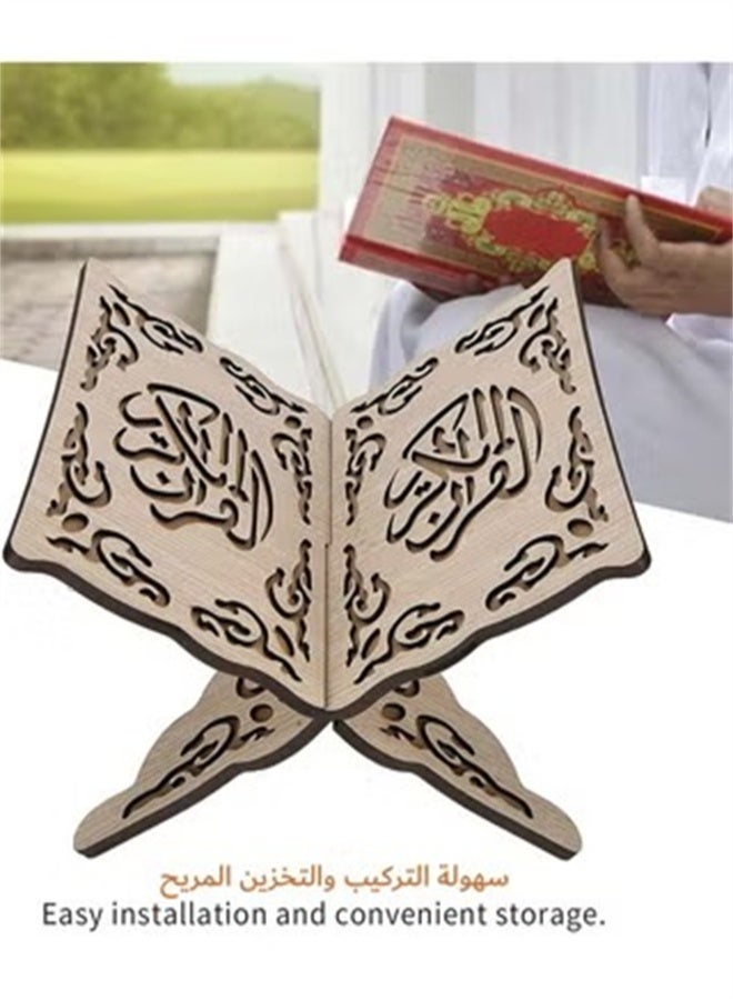 HOMESTAR Quran Holder, Cabinet Prayer Book Stand, Ramadan Reading Shelf, Mubarak Muslim Party Ornament, Book Holder, Light Brown - Image 4